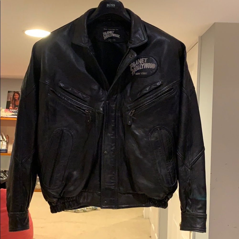 Leather bomber jacket